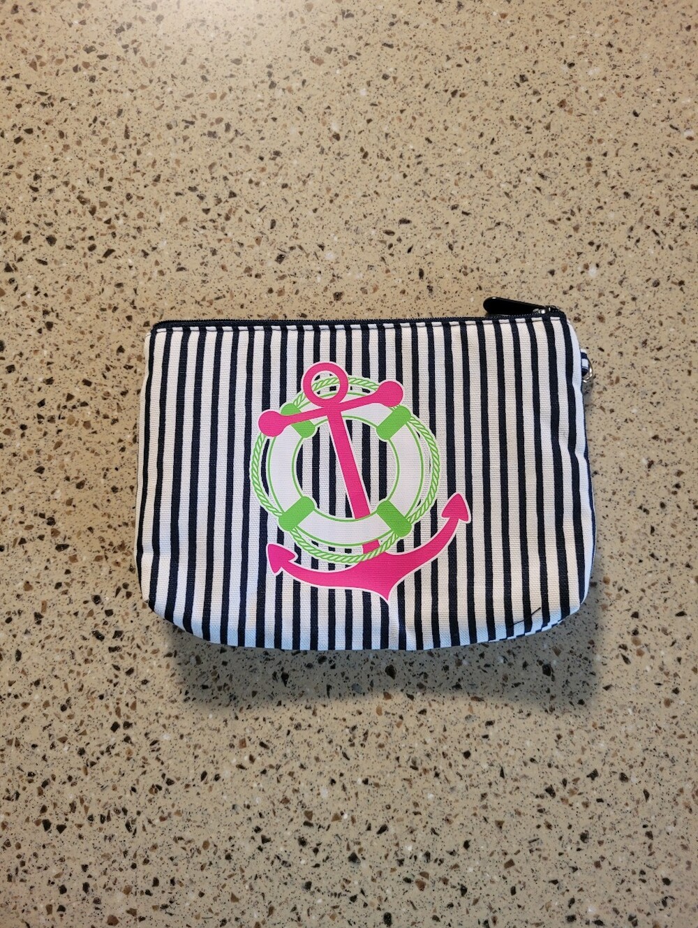 Thirty-One Mini Zipper Pouch Bag Anchor Coastal Nautical Sea Coast Water Boating